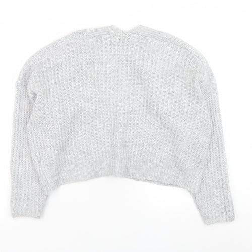 Next Women Grey Chunky Knit Open Front Cardigan Size M