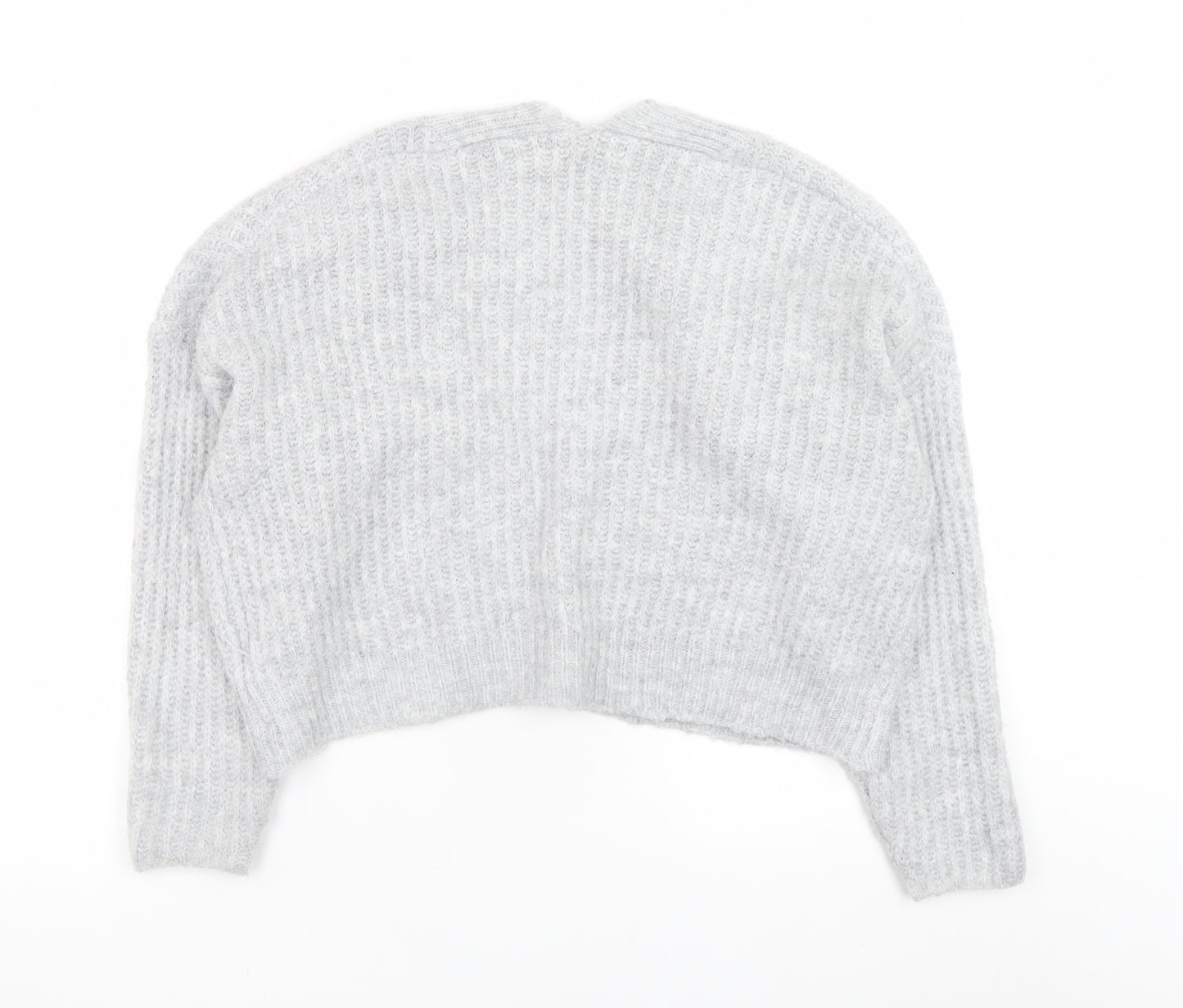 Next Women Grey Chunky Knit Open Front Cardigan Size M