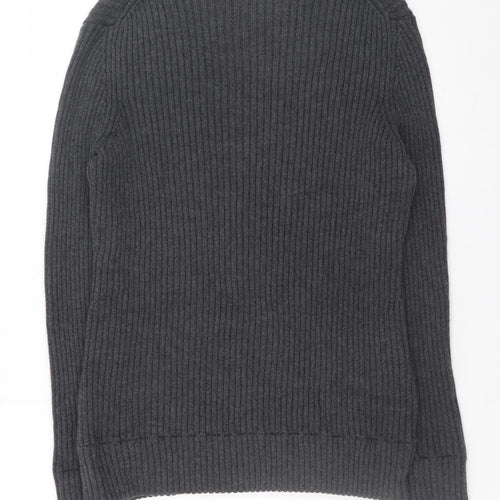 Apriori Women Grey Wool V-Neck Rib Knit Long Sleeve Jumper XL