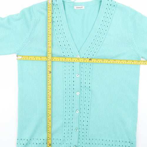 Damart Women’s Green V-Neck Long Sleeve Button Cardigan Size 14