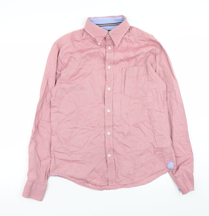 Marks and Spencer Blue Harbour Men's Pink Slim Fit Button-Down Shirt Size S