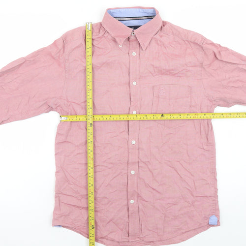 Marks and Spencer Blue Harbour Men's Pink Slim Fit Button-Down Shirt Size S