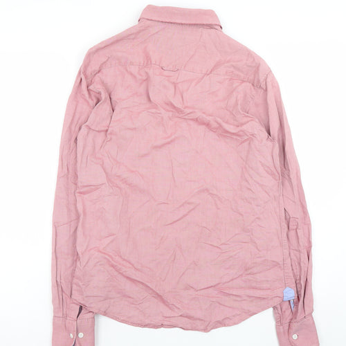 Marks and Spencer Blue Harbour Men's Pink Slim Fit Button-Down Shirt Size S
