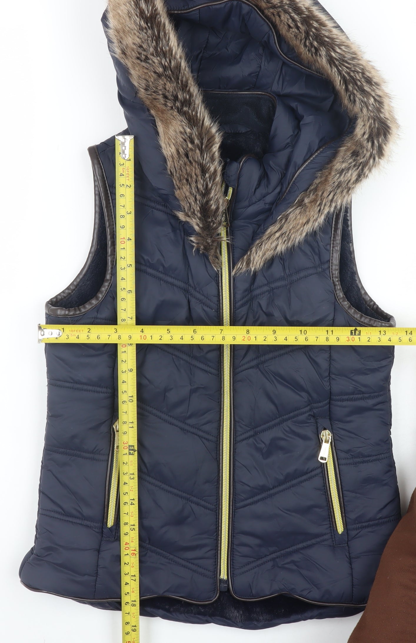 Firetrap Boys Blue Hooded Puffer Gilet Faux Fur Trim 7-8 Years