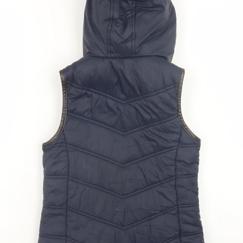 Firetrap Boys Blue Hooded Puffer Gilet Faux Fur Trim 7-8 Years