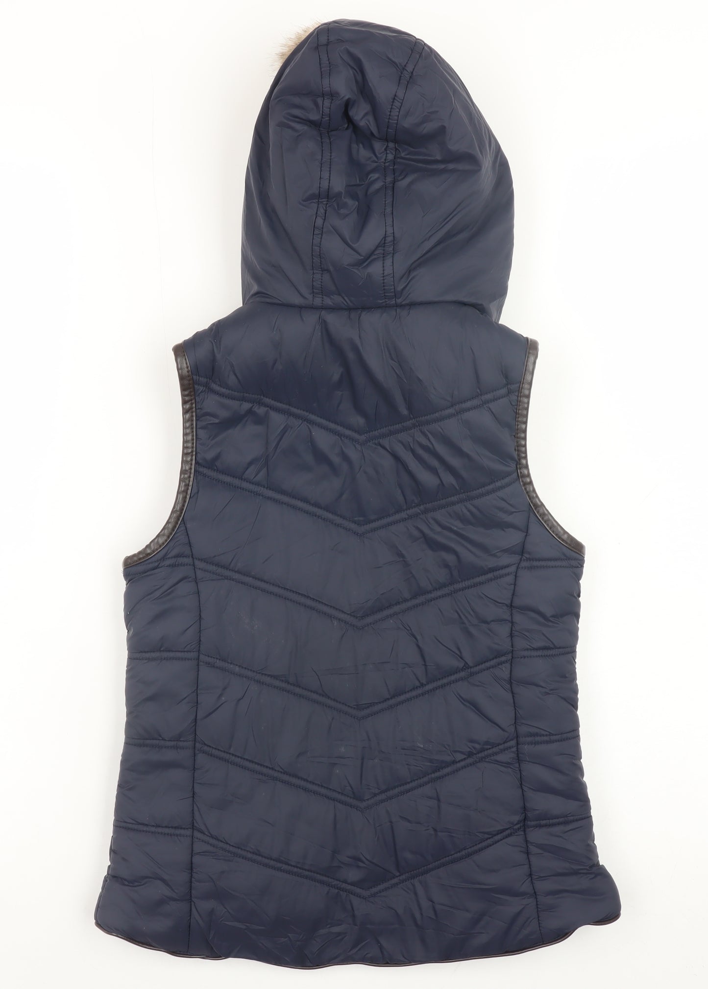 Firetrap Boys Blue Hooded Puffer Gilet Faux Fur Trim 7-8 Years