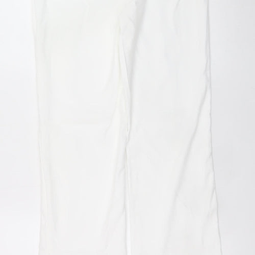 PrettyLittleThing Women’s White Wide Leg High Rise Trousers Size 8