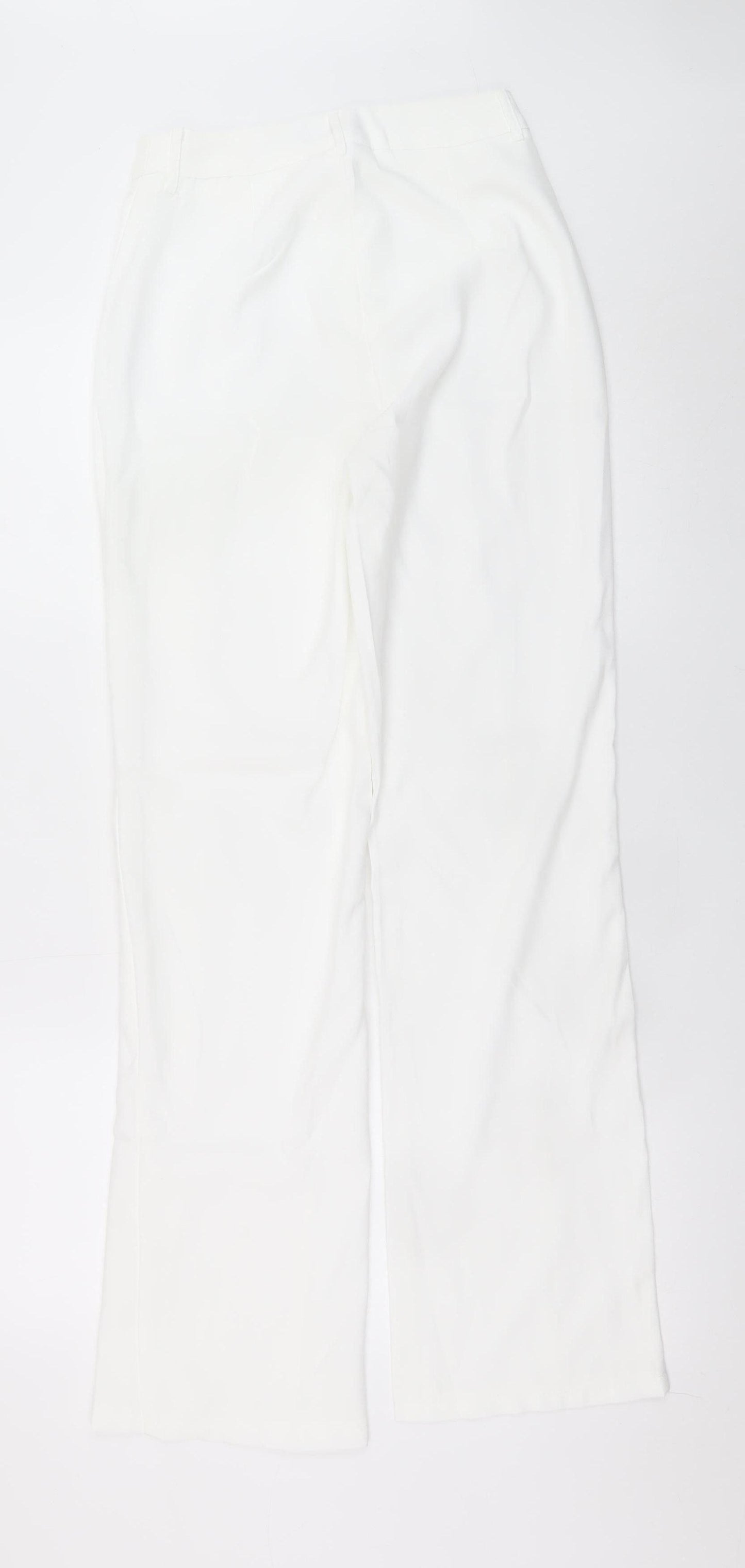 PrettyLittleThing Women’s White Wide Leg High Rise Trousers Size 8