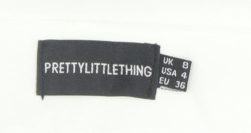 PrettyLittleThing Women’s White Wide Leg High Rise Trousers Size 8