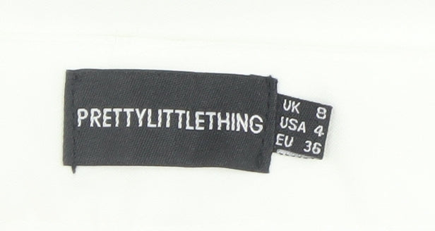 PrettyLittleThing Women’s White Wide Leg High Rise Trousers Size 8