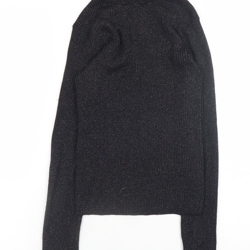 Primark Womens Black Roll Neck Slim Fit Ribbed Jumper XS