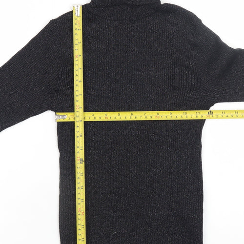 Primark Womens Black Roll Neck Slim Fit Ribbed Jumper XS