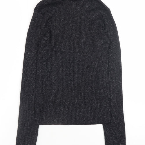 Primark Womens Black Roll Neck Slim Fit Ribbed Jumper XS