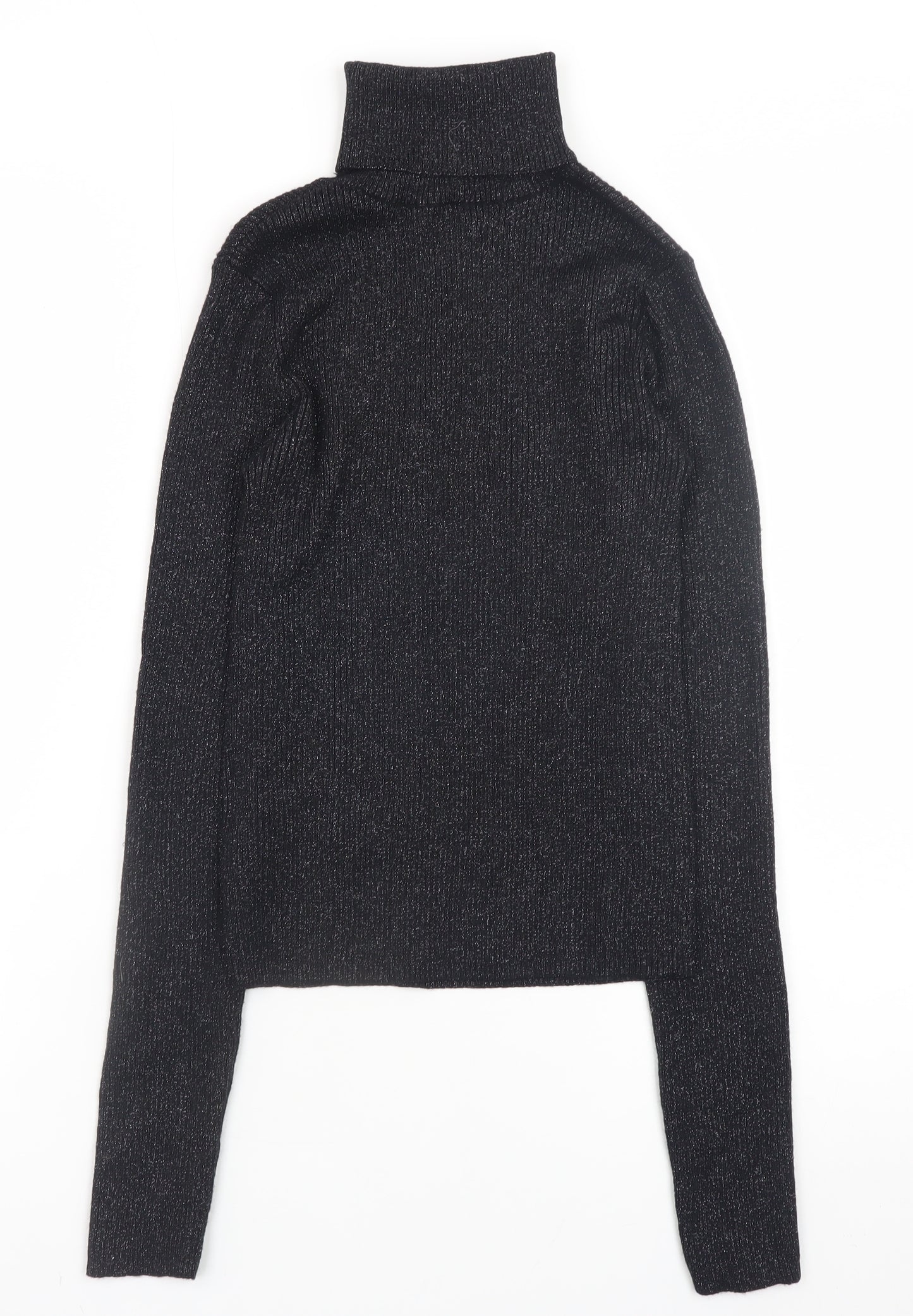 Primark Womens Black Roll Neck Slim Fit Ribbed Jumper XS