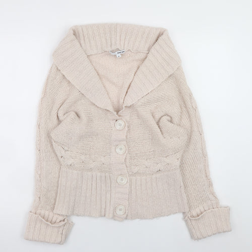 Tally Weijl Women’s Beige Cable Knit Cardigan M Relaxed Fit