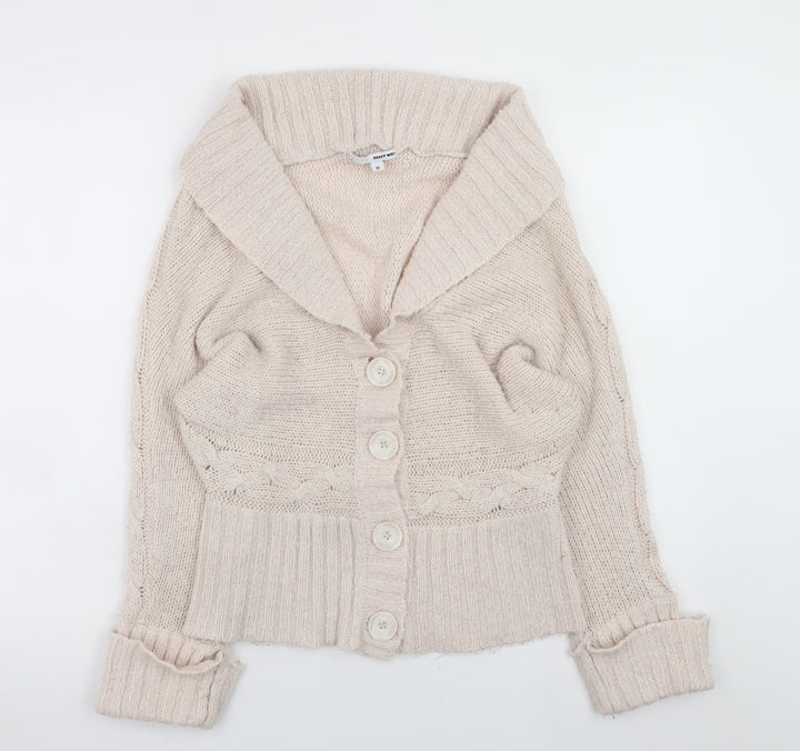 Tally Weijl Women’s Beige Cable Knit Cardigan M Relaxed Fit