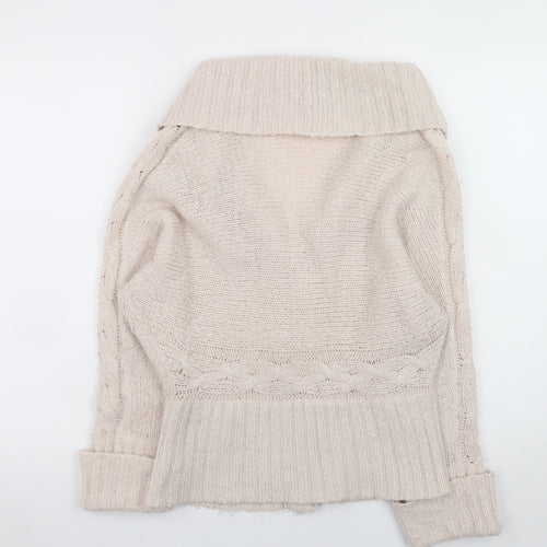 Tally Weijl Women’s Beige Cable Knit Cardigan M Relaxed Fit