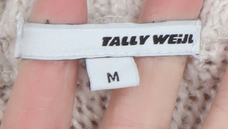 Tally Weijl Women’s Beige Cable Knit Cardigan M Relaxed Fit