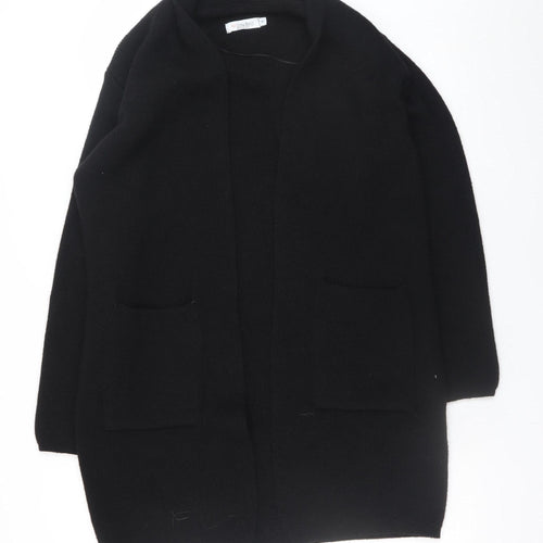 Luisa Ricci Women Black S Open Front Cardigan Knit Acrylic Wool Alpaca