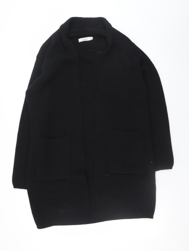 Luisa Ricci Women Black S Open Front Cardigan Knit Acrylic Wool Alpaca