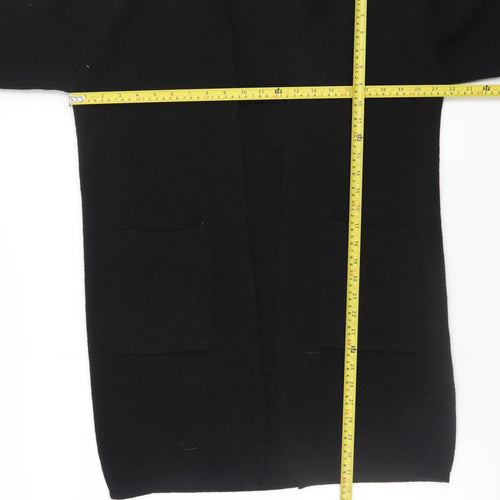 Luisa Ricci Women Black S Open Front Cardigan Knit Acrylic Wool Alpaca