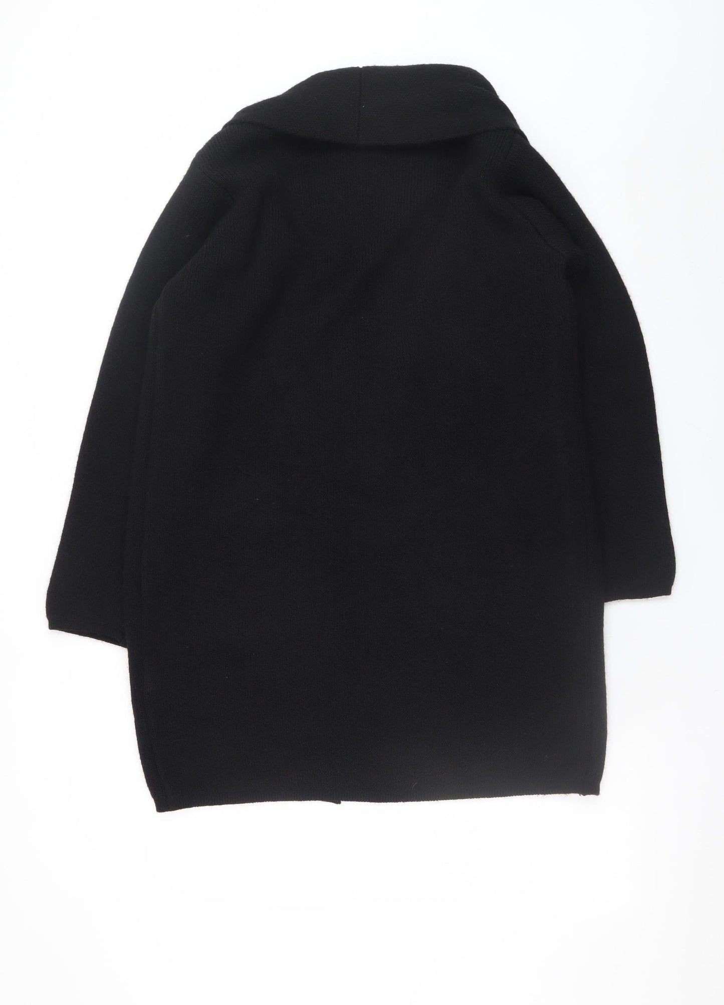 Luisa Ricci Women Black S Open Front Cardigan Knit Acrylic Wool Alpaca