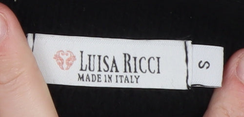 Luisa Ricci Women Black S Open Front Cardigan Knit Acrylic Wool Alpaca