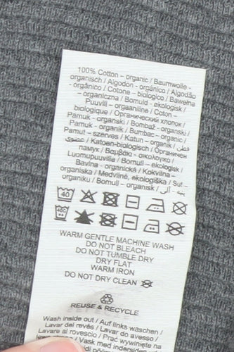 Selected Homme Men's Grey Full Zip High Neck Cotton Jumper Size M