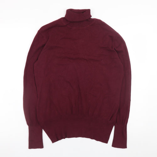 Oasis Women Red Wool Blend Roll Neck Jumper Size L