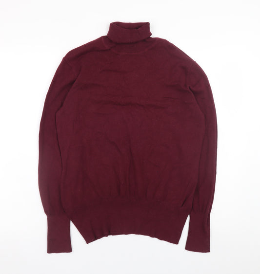 Oasis Women Red Wool Blend Roll Neck Jumper Size L
