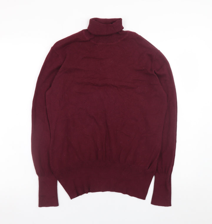 Oasis Women Red Wool Blend Roll Neck Jumper Size L
