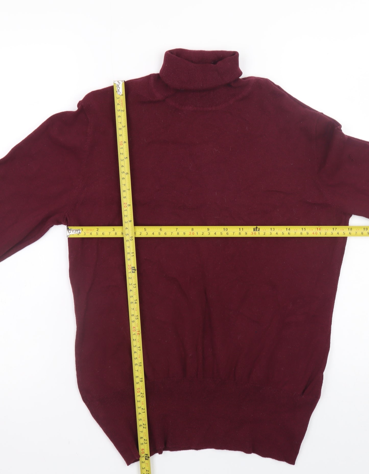 Oasis Women Red Wool Blend Roll Neck Jumper Size L