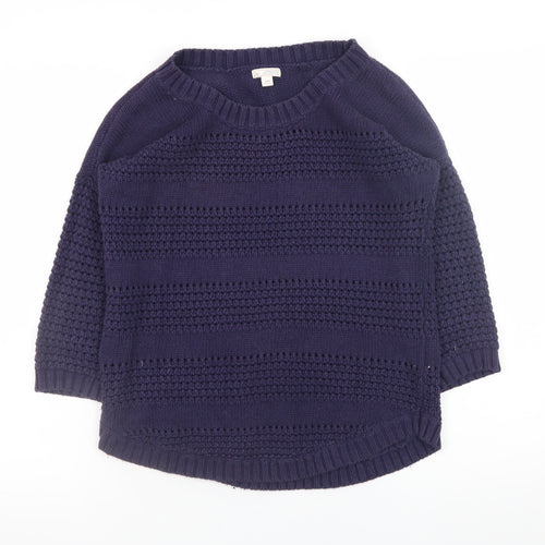 Gap Women's Blue Cotton Chunky Knit 3/4 Sleeve Pullover Jumper XS