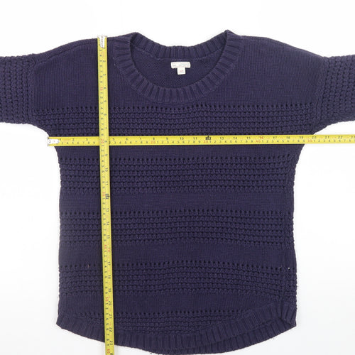 Gap Women's Blue Cotton Chunky Knit 3/4 Sleeve Pullover Jumper XS