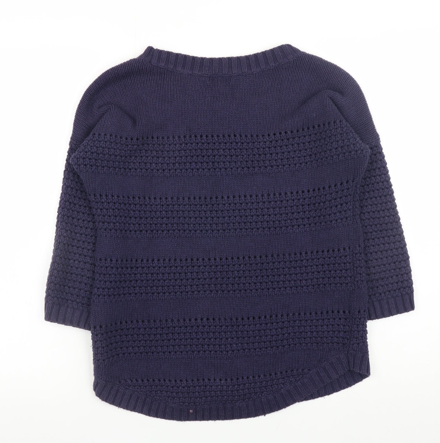Gap Women's Blue Cotton Chunky Knit 3/4 Sleeve Pullover Jumper XS