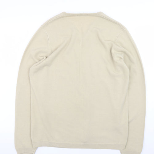 Marks and Spencer Men’s Beige V-Neck Acrylic Jumper Size M