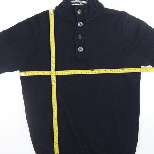 John Partridge Men's Blue Cotton Henley Jumper Size M
