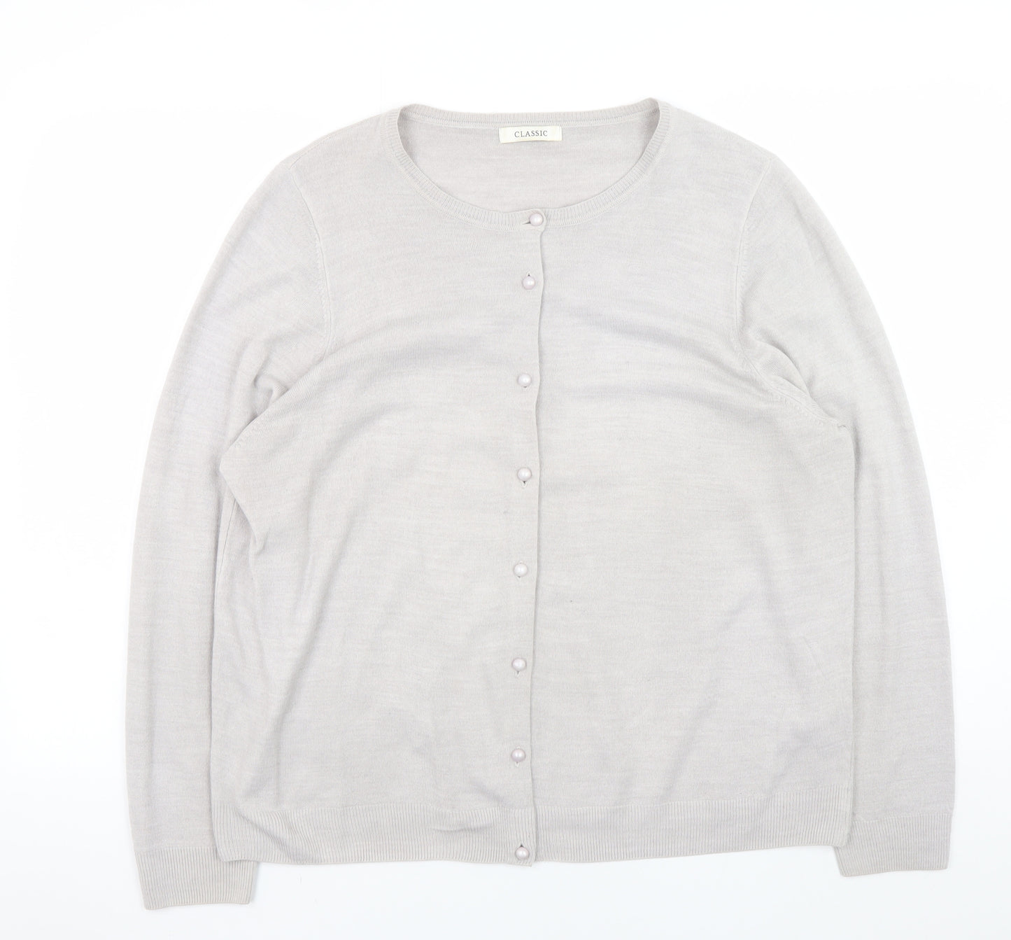 Marks and Spencer Women Silver Cardigan UK 22 Classic Acrylic Knit