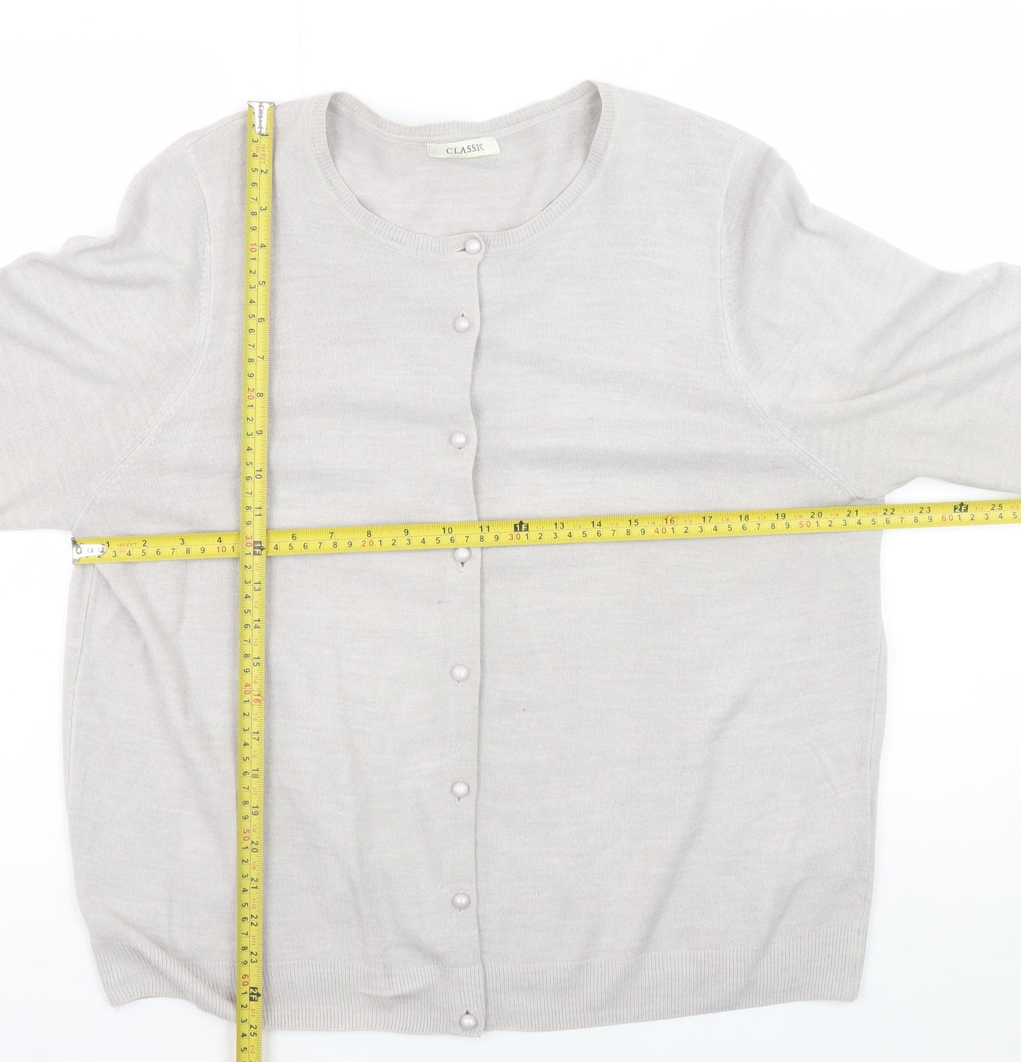 Marks and Spencer Women Silver Cardigan UK 22 Classic Acrylic Knit