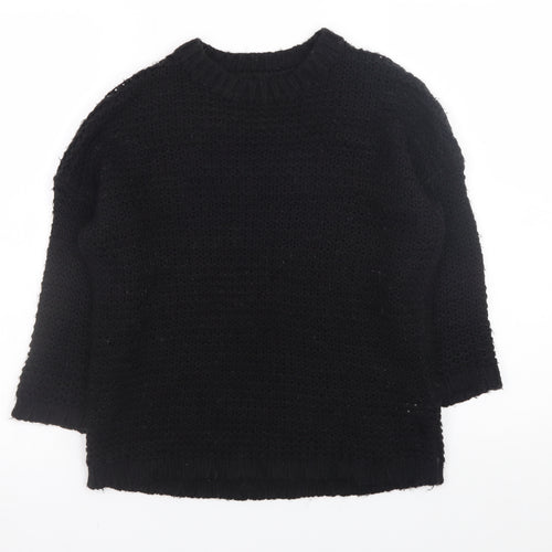 Twik Women's Black Chunky-Knit Acrylic Pullover Jumper XS