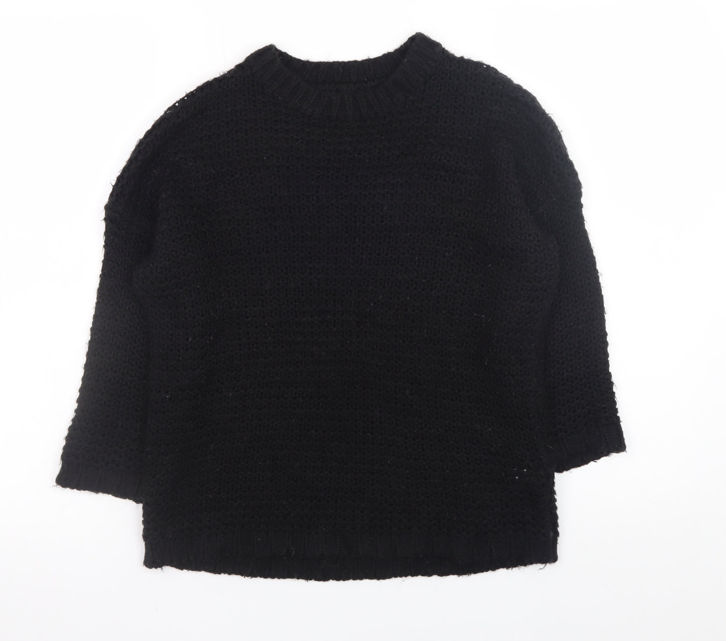Twik Women's Black Chunky-Knit Acrylic Pullover Jumper XS