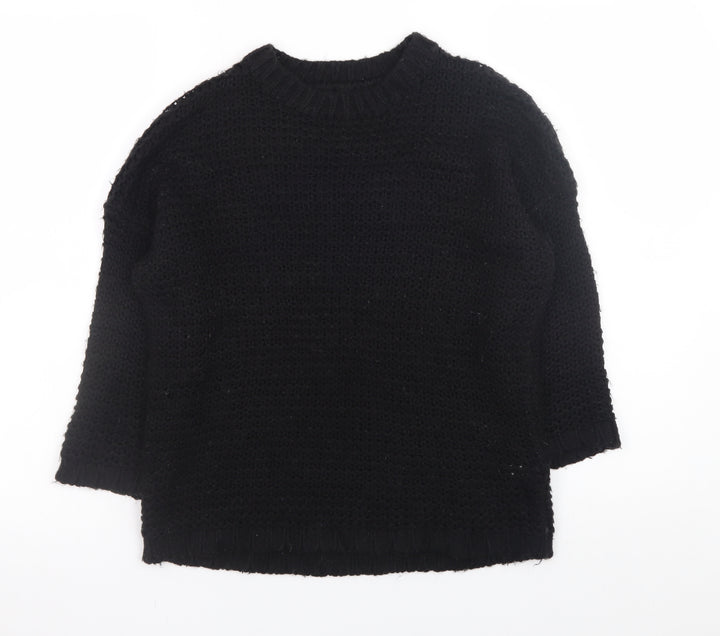 Twik Women's Black Chunky-Knit Acrylic Pullover Jumper XS