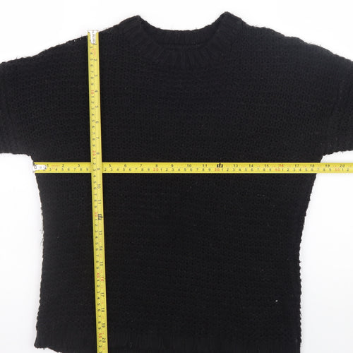 Twik Women's Black Chunky-Knit Acrylic Pullover Jumper XS