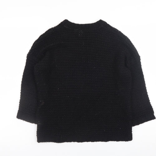Twik Women's Black Chunky-Knit Acrylic Pullover Jumper XS
