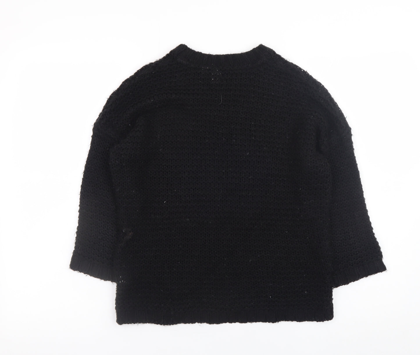 Twik Women's Black Chunky-Knit Acrylic Pullover Jumper XS