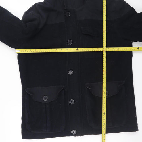 Next Men’s Black Wool Blend Hooded Parka Jacket L Classic Outdoor