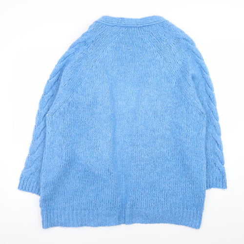 Monsoon Women Blue Cable-Knit Open Cardigan Medium