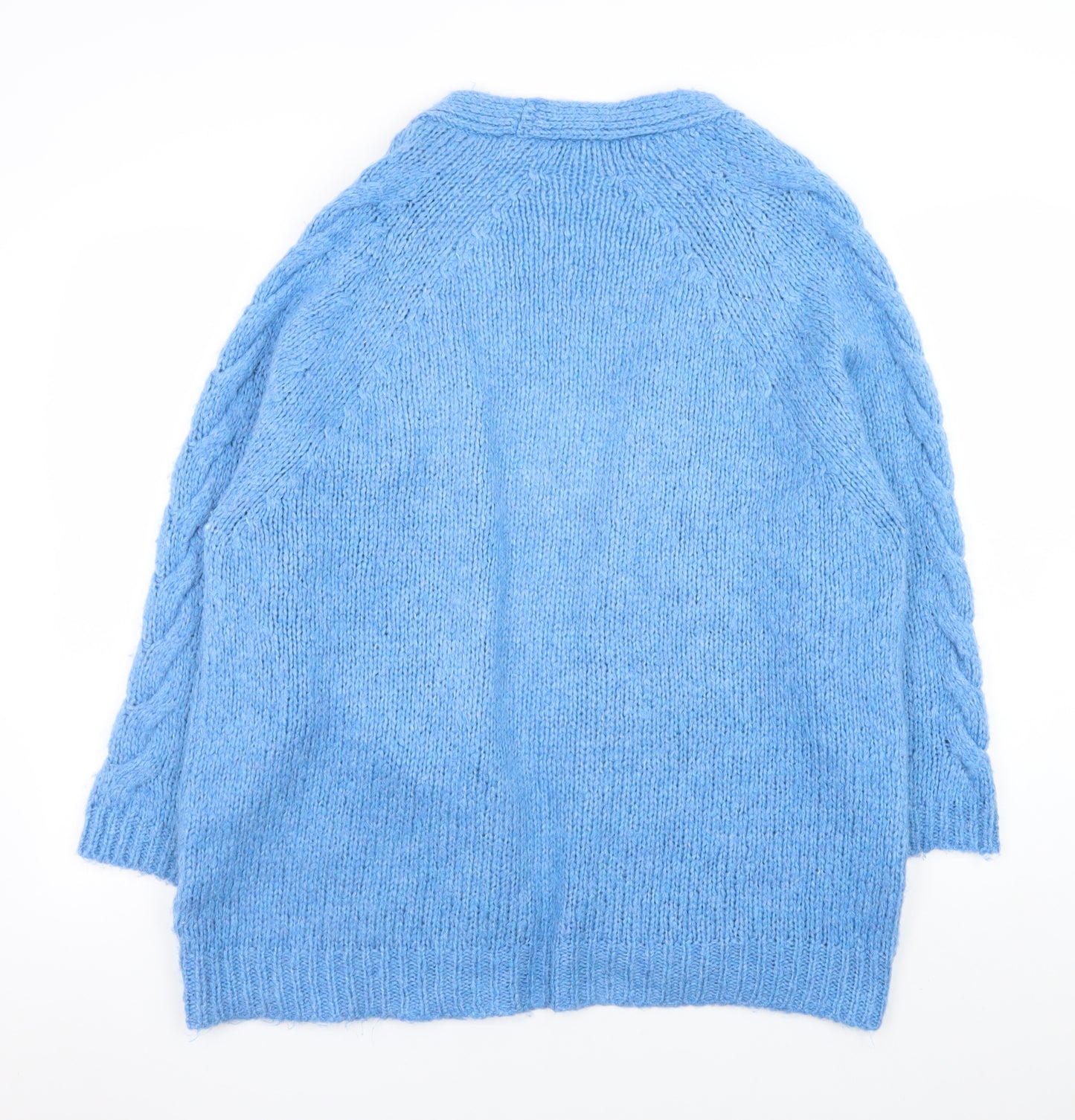 Monsoon Women Blue Cable-Knit Open Cardigan Medium