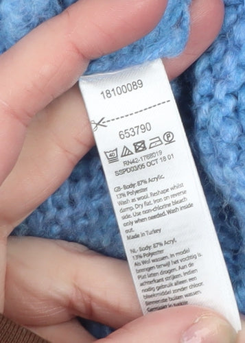 Monsoon Women Blue Cable-Knit Open Cardigan Medium