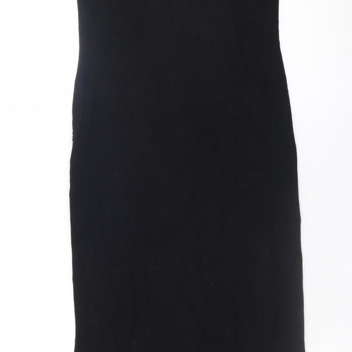 Mint Velvet Women Black Midi Bodycon Knit Dress Size S